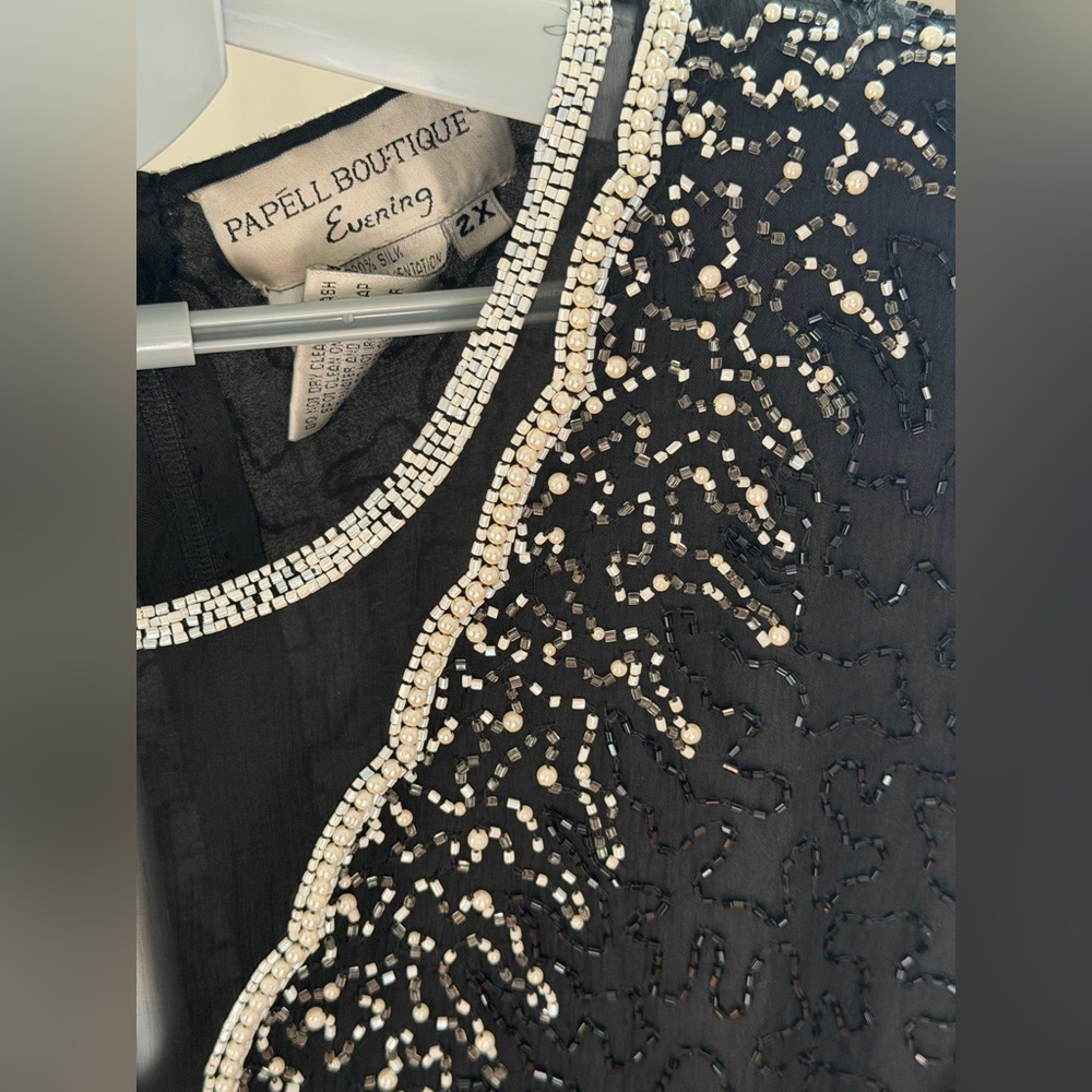 Silk Vintage Papell Boutique Evening Beaded Top - Picture 5 of 15